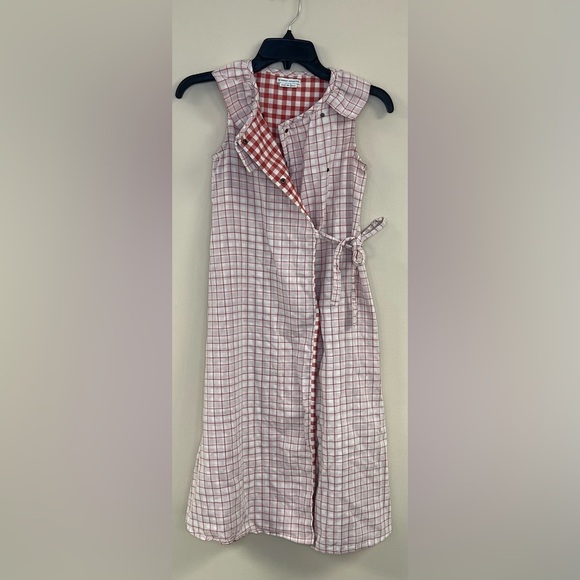 The Sunday Collective Girls Wrap Gingham Cotton Dress - Picture 3 of 7